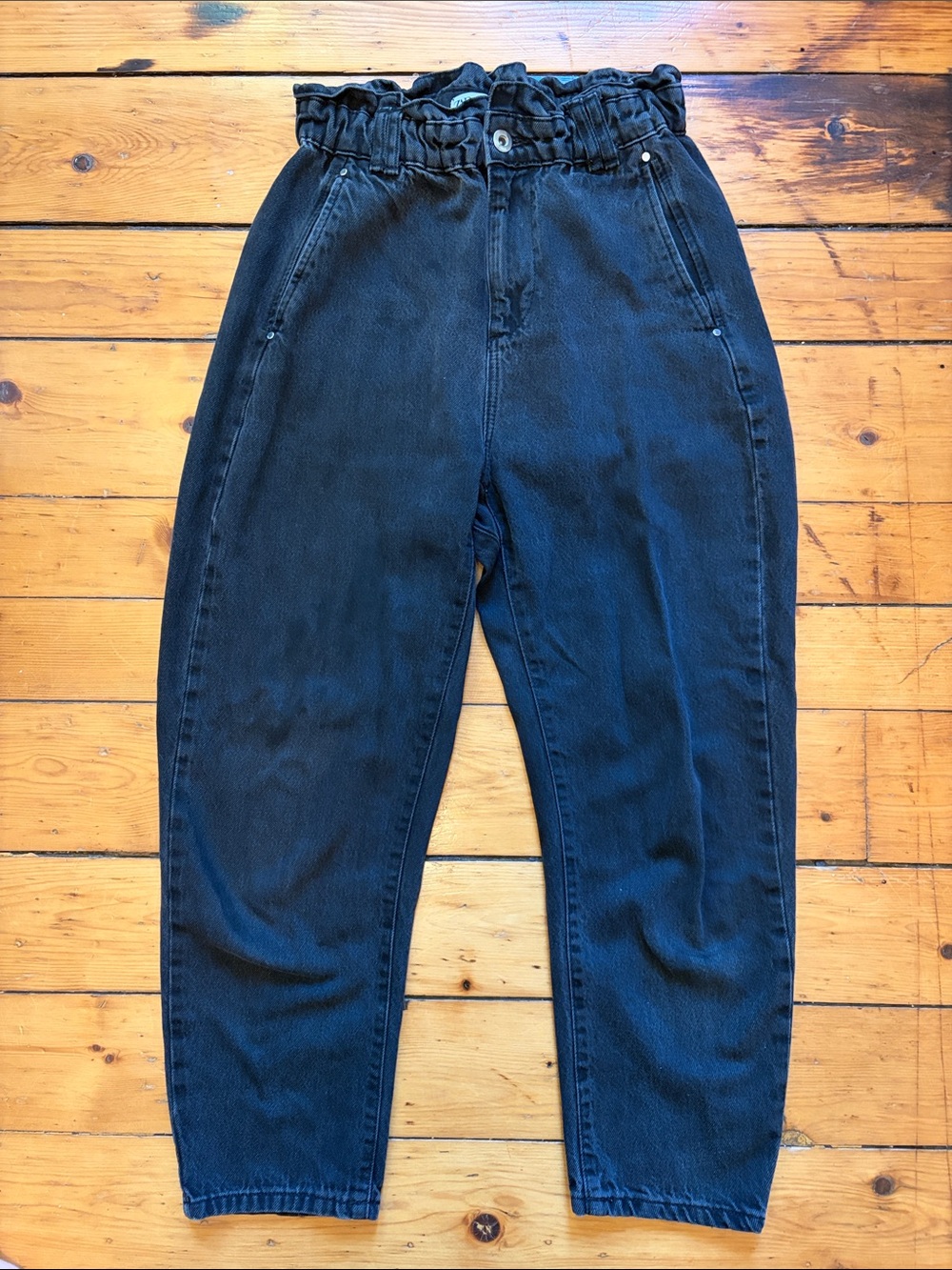 Zara Black Relaxed Paperbag Waist Men's Jeans